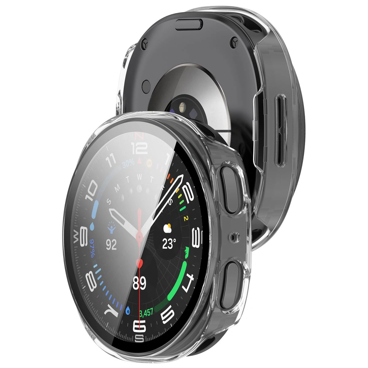 Etui z wbudowanym szkłem Bizon Case Watch Adamo do Galaxy 8 44 mm